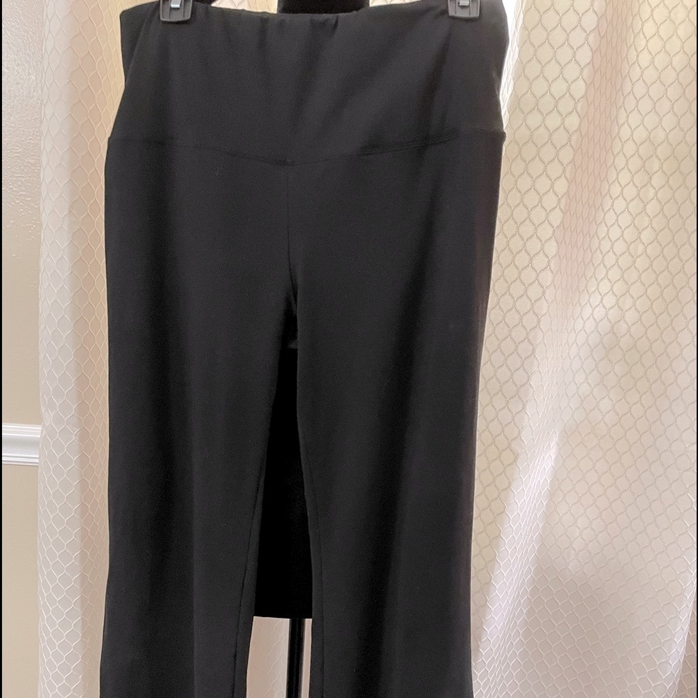 Tummy Control Top Yoga Bell Bottom Pants XLARGE Black Elastic Waist